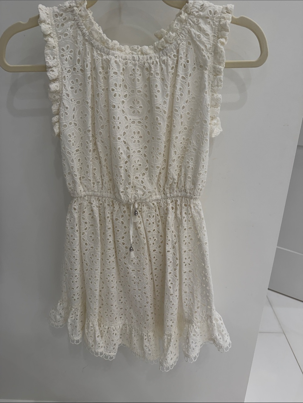 Zimmermann Cream Eyelet Ruffle Waist Dress